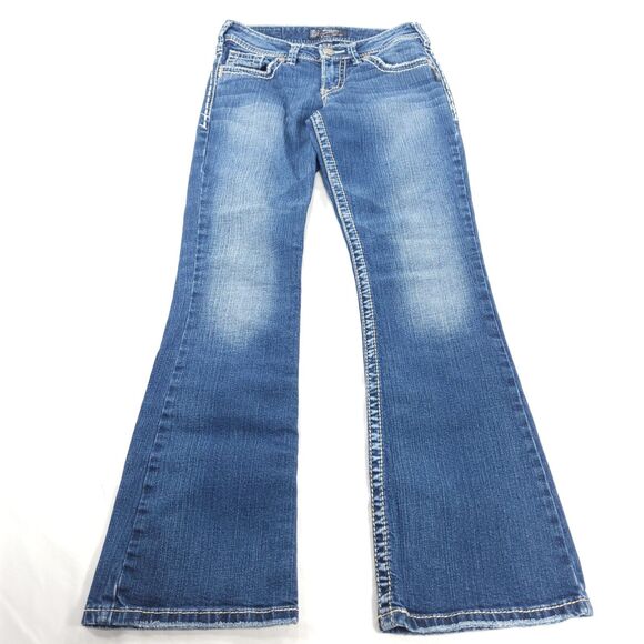 Silver Suki Straight Casual Medium Wash Button Zip Jeans Womens Size 25x30 Blue - Picture 2 of 9